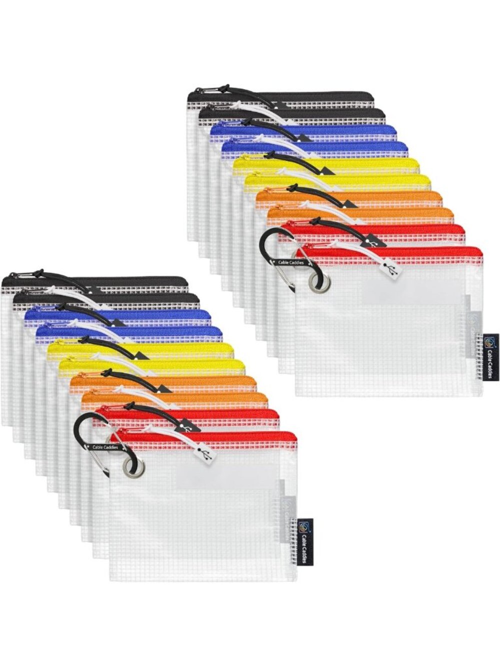 Color-Coded USB Cable Organizer Pouches - 20 Pack Travel Management Bags